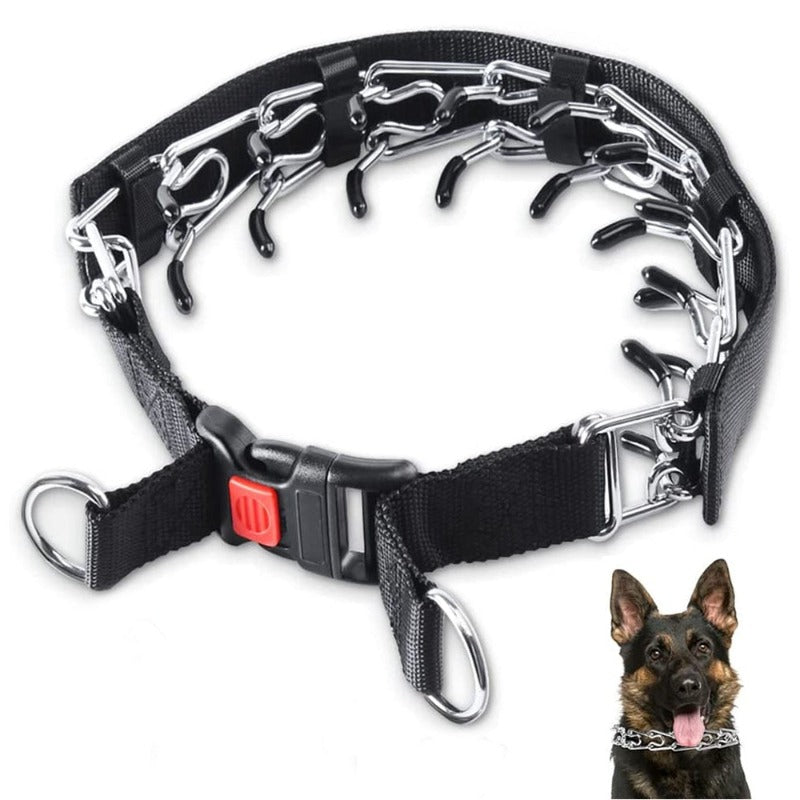 Adjustable Prong Collar With Stainless Steel Links & Nylon Cover For Dogs