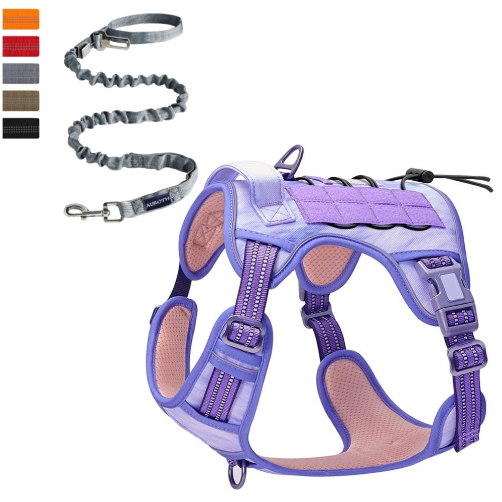 Adjustable Tactical Dog Harness Reflective Dog Harness Set