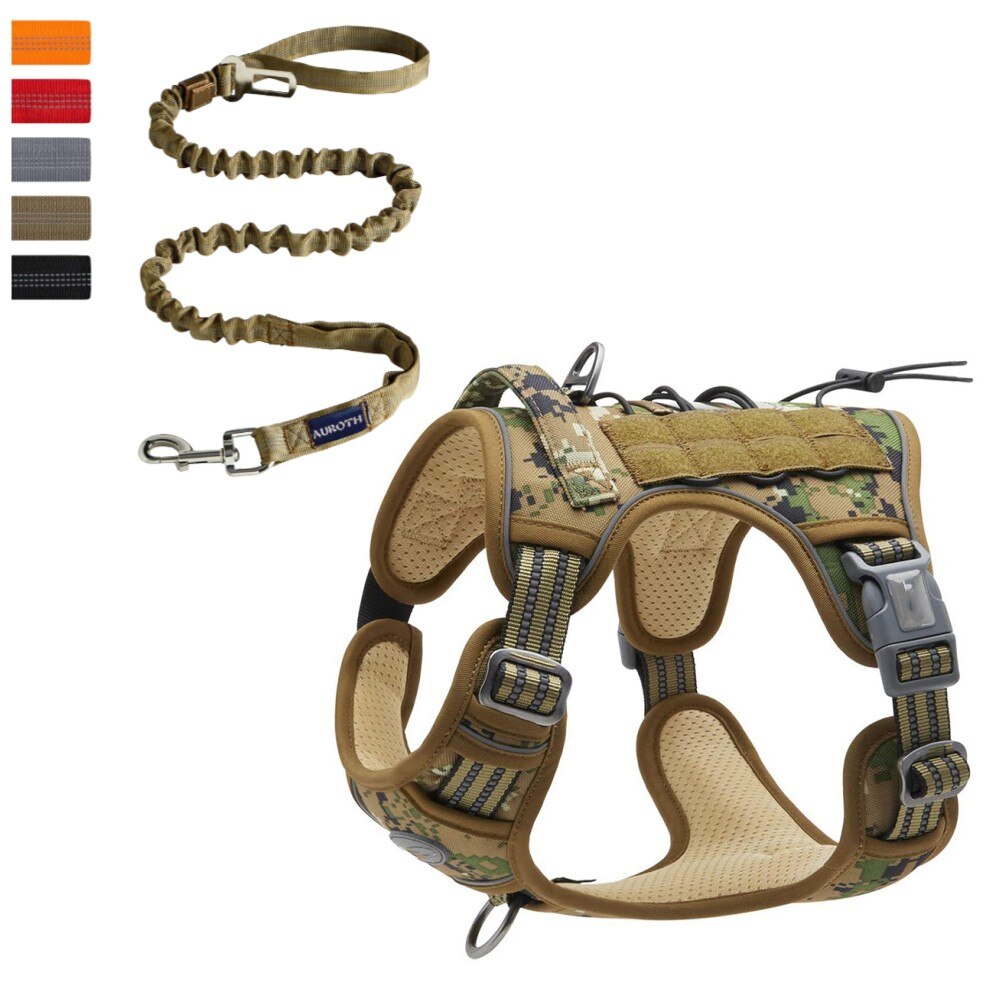 Adjustable Tactical Dog Harness Reflective Dog Harness Set