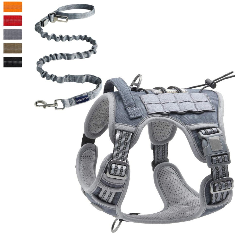 Adjustable Tactical Dog Harness Reflective Dog Harness Set
