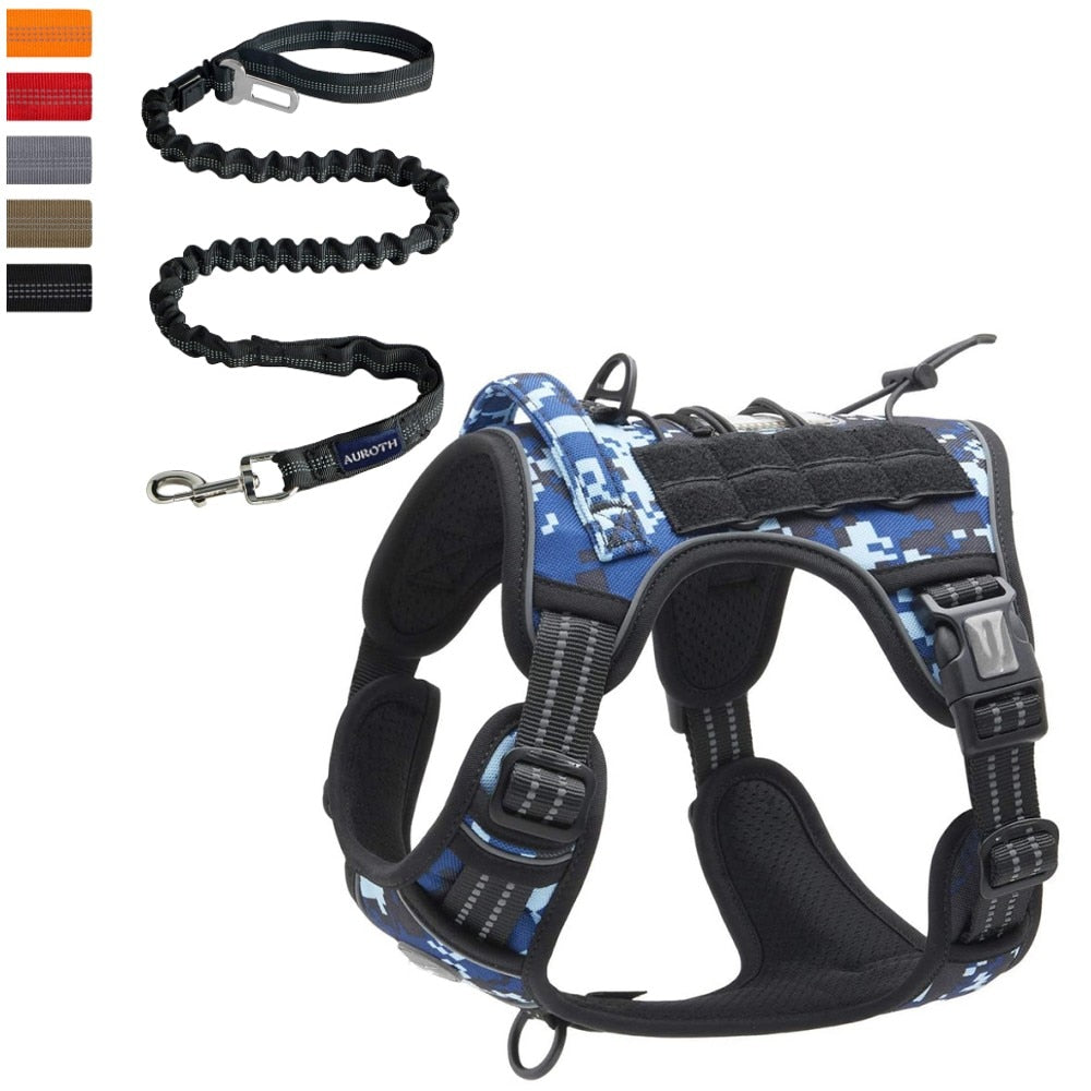 Adjustable Tactical Dog Harness Reflective Dog Harness Set