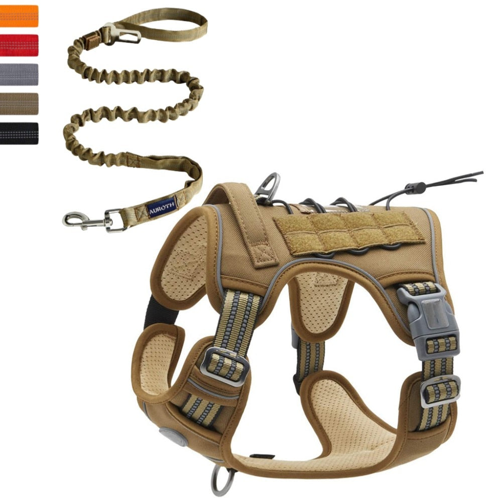 Adjustable Tactical Dog Harness Reflective Dog Harness Set