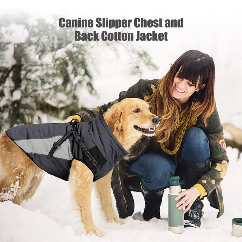Autumn Winter Dog Jacket with Harness Dogs Reflective Safety Pet Snow Coat