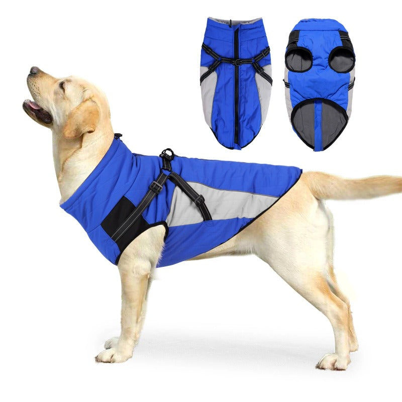 Autumn Winter Dog Jacket with Harness Dogs Reflective Safety Pet Snow Coat