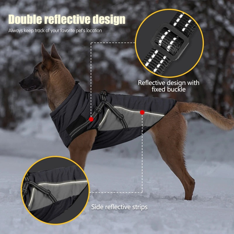 Autumn Winter Dog Jacket with Harness Dogs Reflective Safety Pet Snow Coat