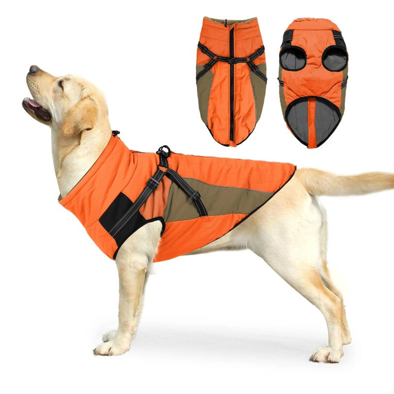 Autumn Winter Dog Jacket with Harness Dogs Reflective Safety Pet Snow Coat