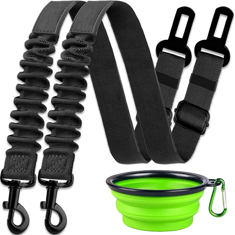 3pcs Set Retractable Dog Car Adjustable Seatbelts Nylon Pet Dog Safety Seat Belt