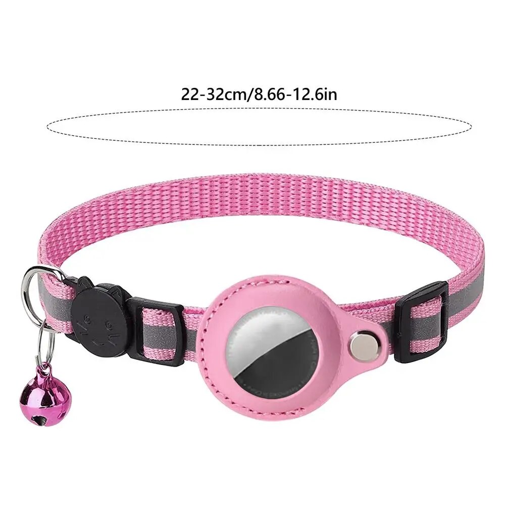Leather Pet Collar Air tag Detachable Cat Collars With Bell Safety Buckle Locator Holder