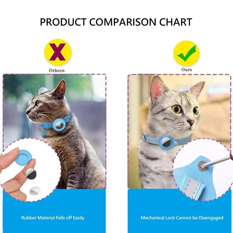Leather Pet Collar Air tag Detachable Cat Collars With Bell Safety Buckle Locator Holder