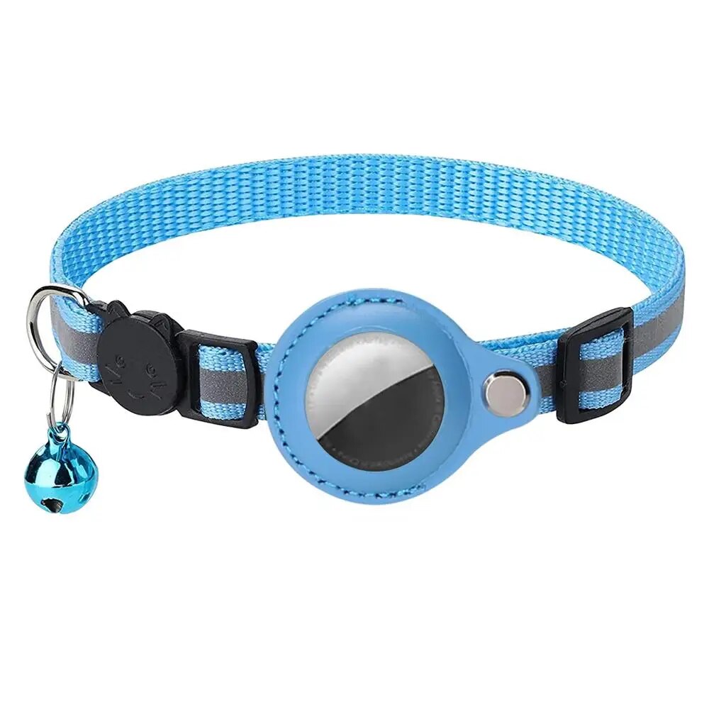 Leather Pet Collar Air tag Detachable Cat Collars With Bell Safety Buckle Locator Holder