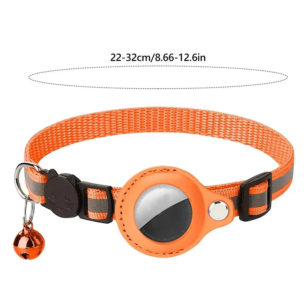 Leather Pet Collar Air tag Detachable Cat Collars With Bell Safety Buckle Locator Holder