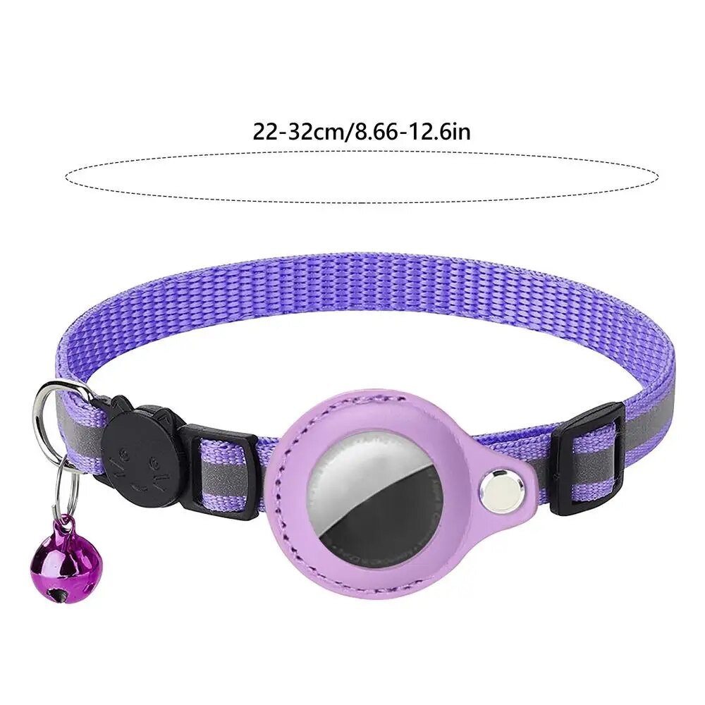 Leather Pet Collar Air tag Detachable Cat Collars With Bell Safety Buckle Locator Holder