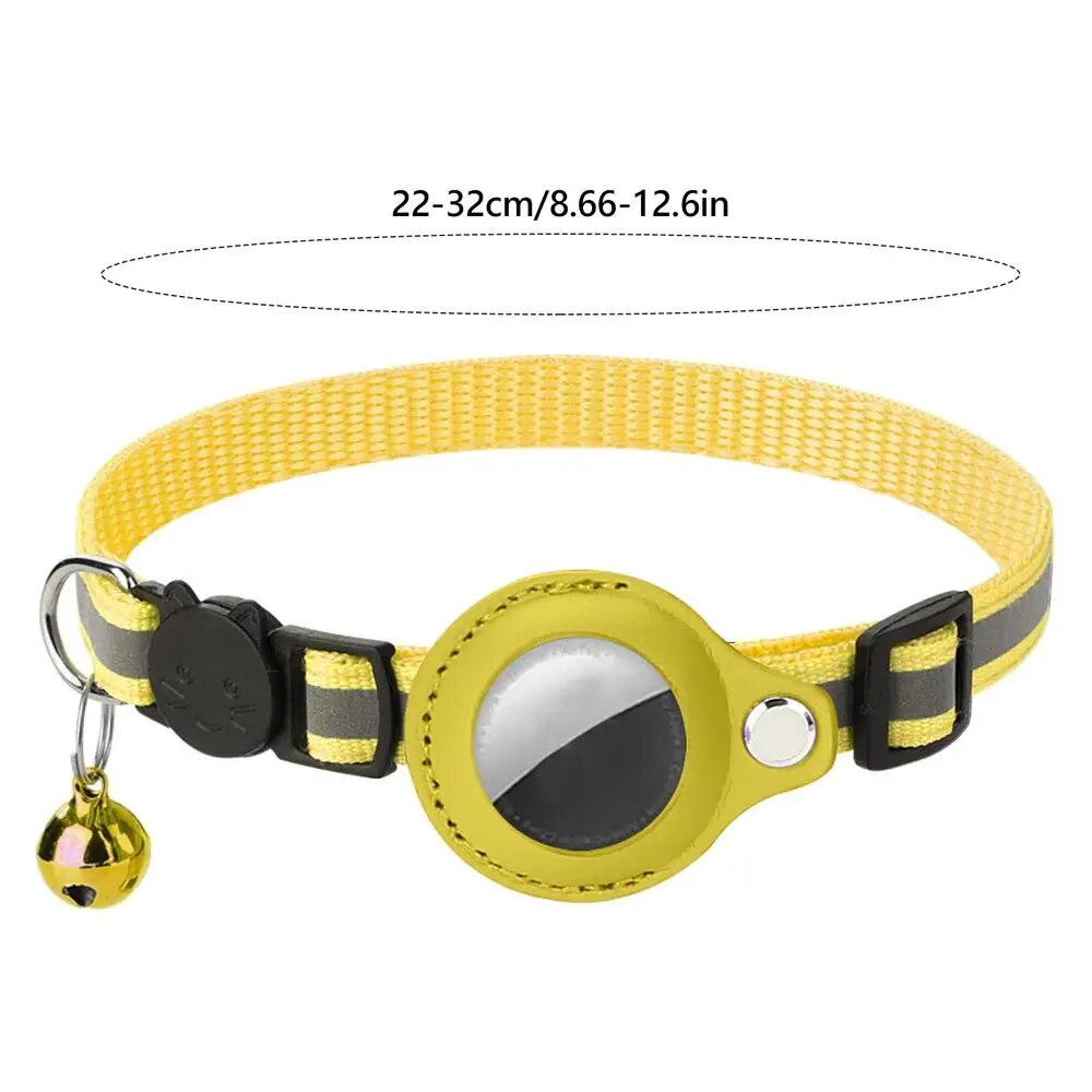 Leather Pet Collar Air tag Detachable Cat Collars With Bell Safety Buckle Locator Holder
