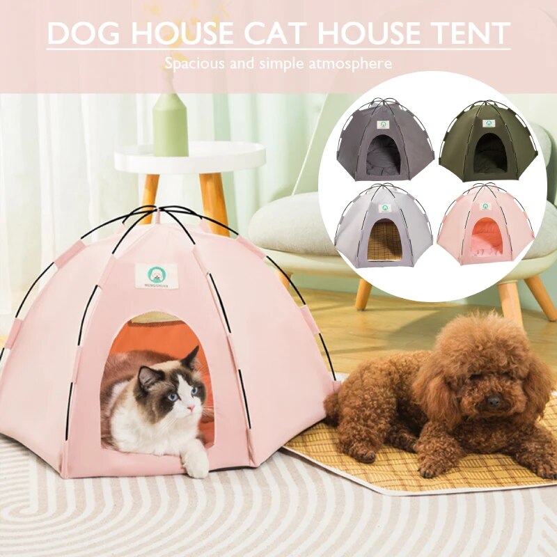 Cat Houses Portable Pet Outdoor Bed with Cushion Waterproof Cat Camping Tent