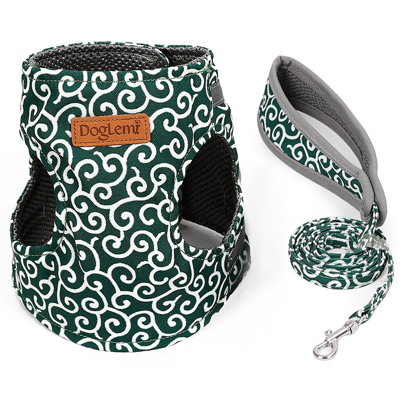 Cat and Dog Vest Traction Suit Cat Dog Harness Vest Collar Outdoor Walking Lead Leash Set