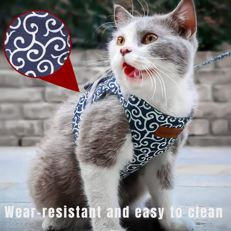 Cat and Dog Vest Traction Suit Cat Dog Harness Vest Collar Outdoor Walking Lead Leash Set