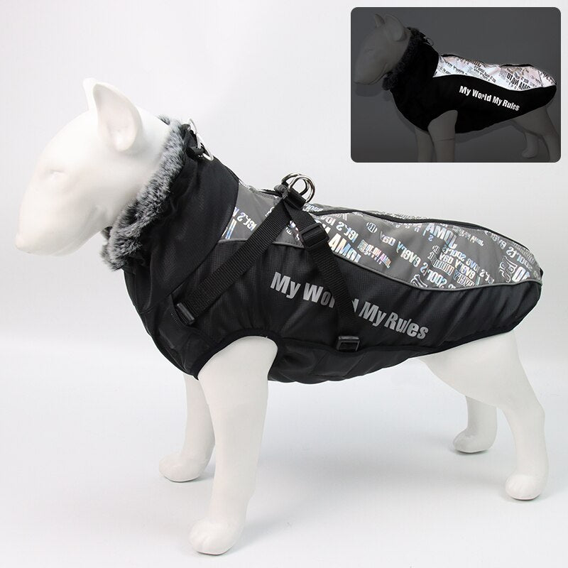 Large Dogs Winter Warm Jacket Waterproof Reflective