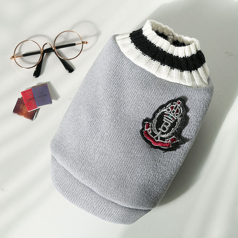 College Style Pet Dog Vest V Neck Dog Sweaters Winter Warm Dogs Clothes