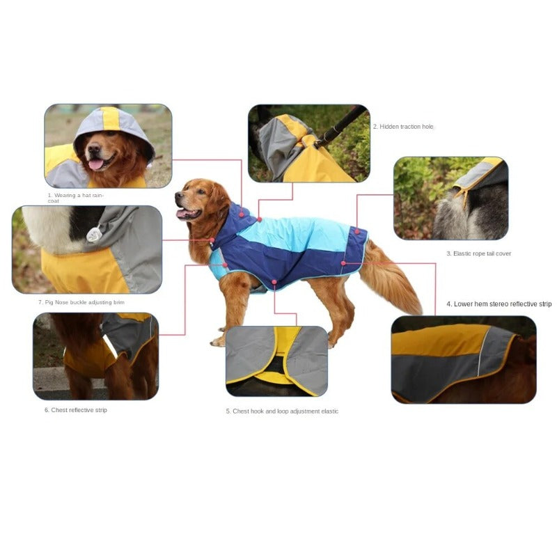 Color Matching Outdoor Dog Raincoat Casual Outdoor Dog Jacket