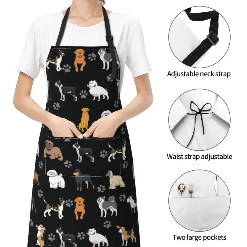 Dog Grooming Apron with 2 Pockets Women Men Adjustable Waterproof Bib Aprons