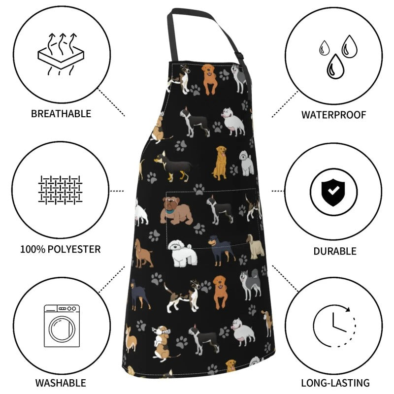 Dog Grooming Apron with 2 Pockets Women Men Adjustable Waterproof Bib Aprons
