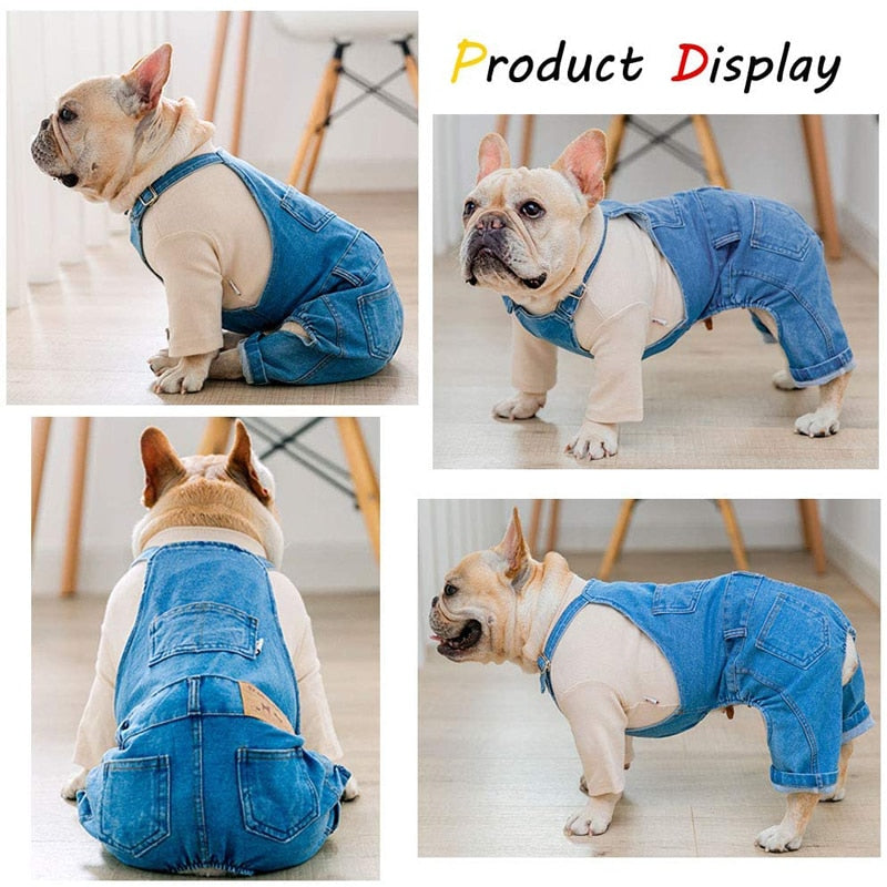 Denim Jumpsuit For Dogs Blue Jeans Dog Overalls Summer Dog Costume
