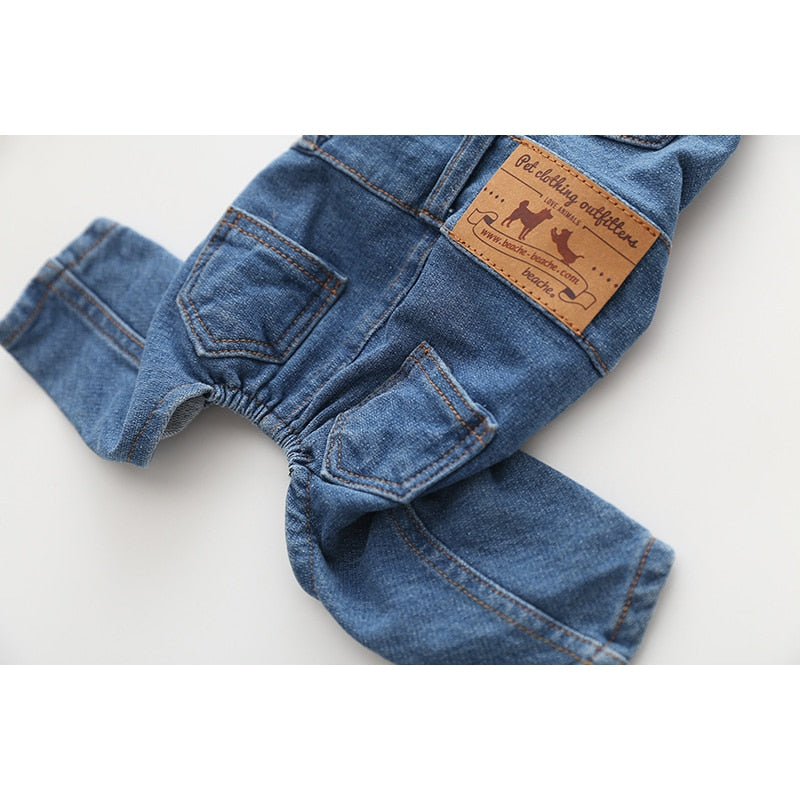 Denim Jumpsuit For Dogs Blue Jeans Dog Overalls Summer Dog Costume