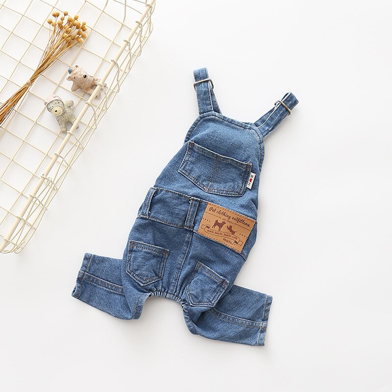 Denim Jumpsuit For Dogs Blue Jeans Dog Overalls Summer Dog Costume