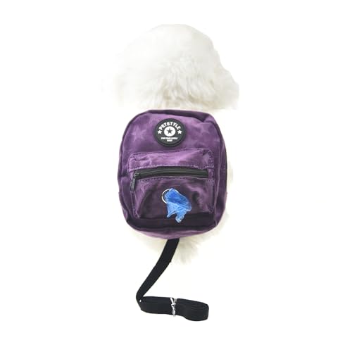 Dog Backpack Harness with Leash Adjustable Travel Hiking Walking Harness Backpack