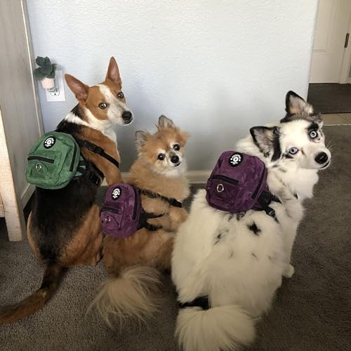 Dog Backpack Harness with Leash Adjustable Travel Hiking Walking Harness Backpack