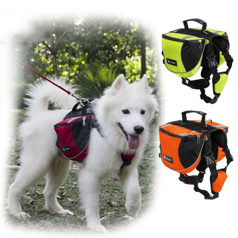 Dog Backpack Travel Hiking Knapsack Saddle Bag Outdoor Portable Backpack Travel Harness