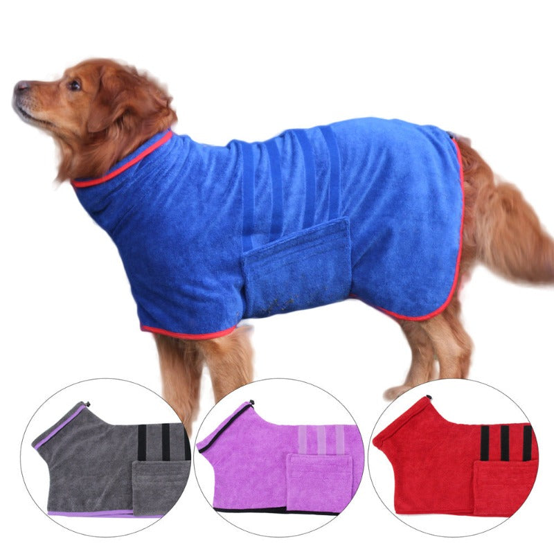 Dog Bathrobe Super Absorbent Luxurious Soft Dog Bath Towel