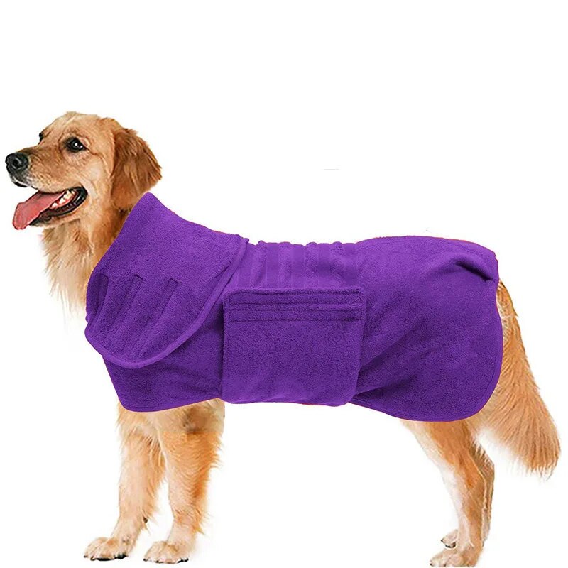 Dog Bathrobe Towel Absorption Quick-dry Adjustable Comfortable Super Absorbent Pet Bathrobe
