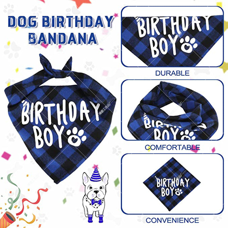 Dog Birthday Party Supplies Scarf Bow Tie Crown Hat With 0-9 Figures