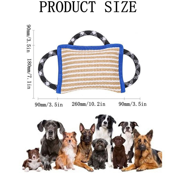 Dog Bite Pillow with 3 Comfortable Strong Handles Dog Tug Toy