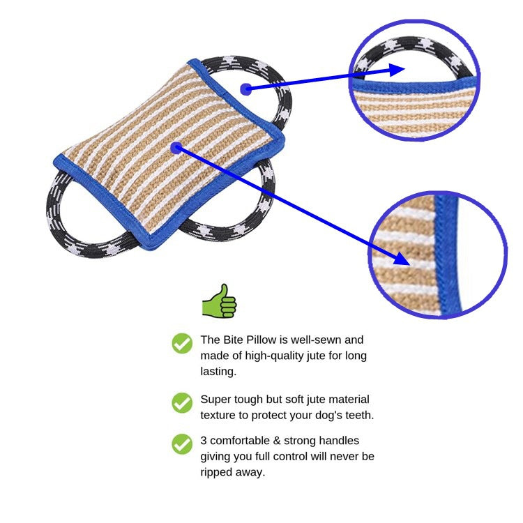 Dog Bite Pillow with 3 Comfortable Strong Handles Dog Tug Toy