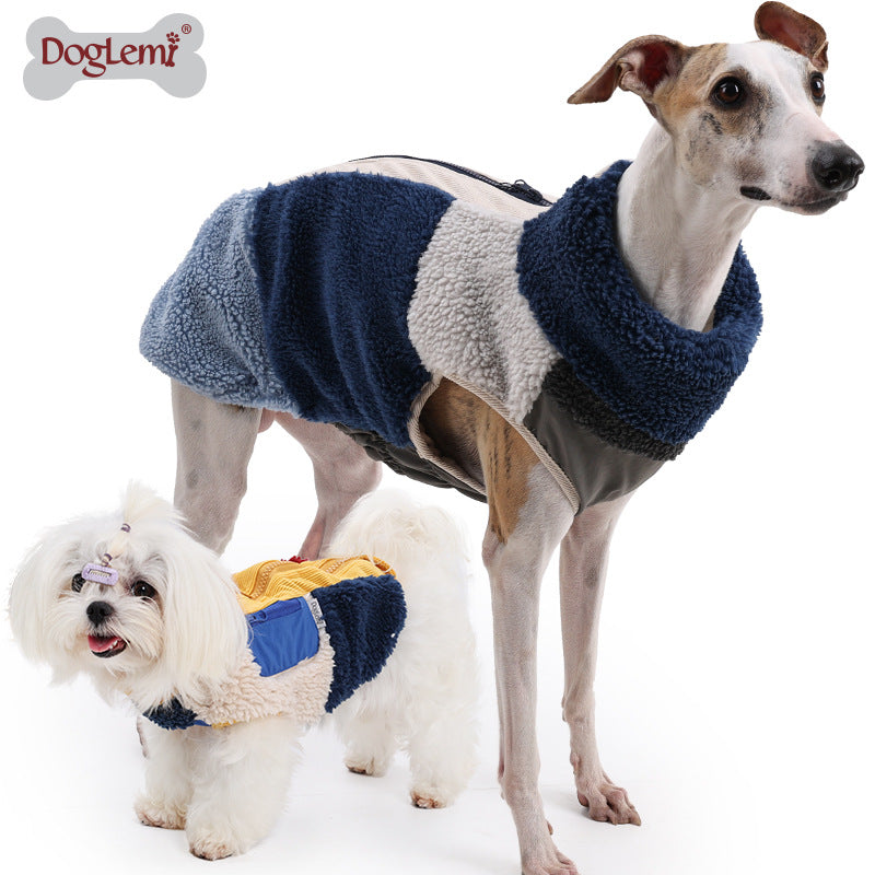 Dog Clothes Autumn And Winter Zipper Cotton Dog Coat Warm Cotton Jacket Winter Vest
