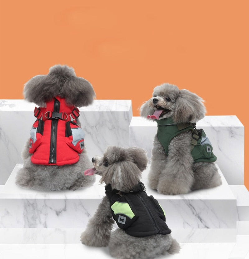 Dog Clothes Winter Warm Dog Jacket with Harness