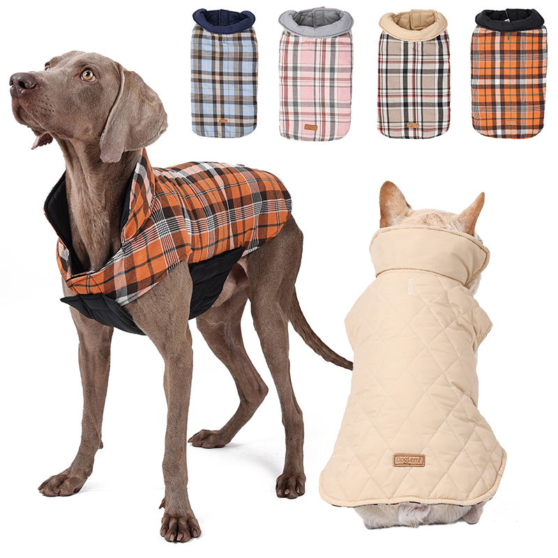 Dog Costume Waterproof Plaid Clothes Dog Winter Coat Warm Dog Jacket