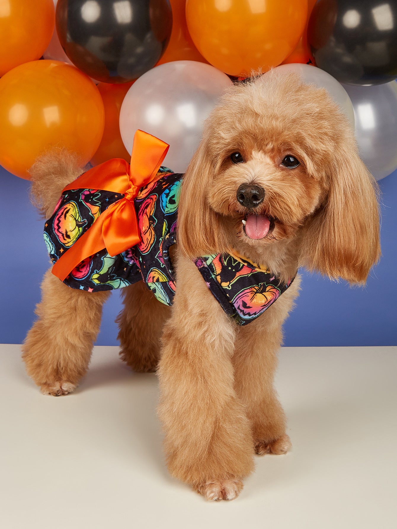 Dog Dresses Pet Dog Halloween Pumpkin Costumes with Bow Tie
