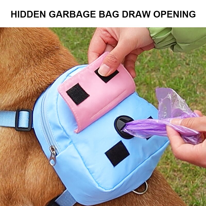 Adjustable Pet Dog Harness With Snack Storage Backpack