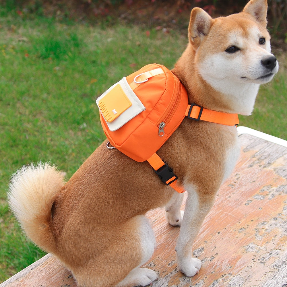 Adjustable Pet Dog Harness With Snack Storage Backpack