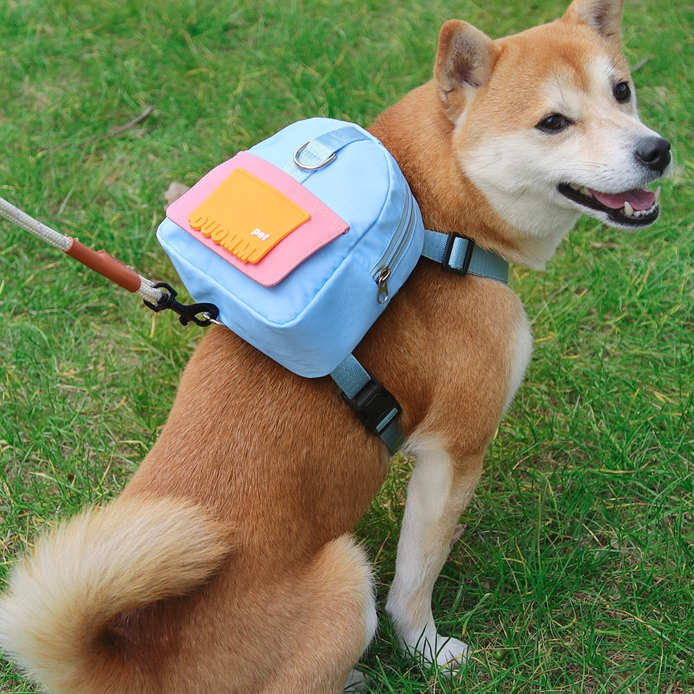 Adjustable Pet Dog Harness With Snack Storage Backpack