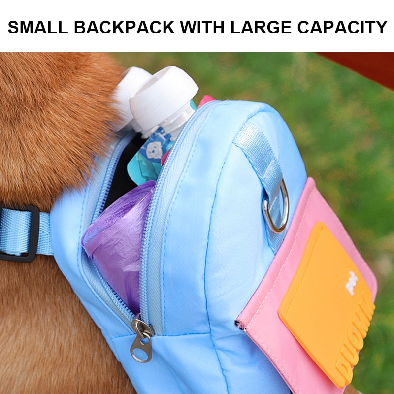 Adjustable Pet Dog Harness With Snack Storage Backpack