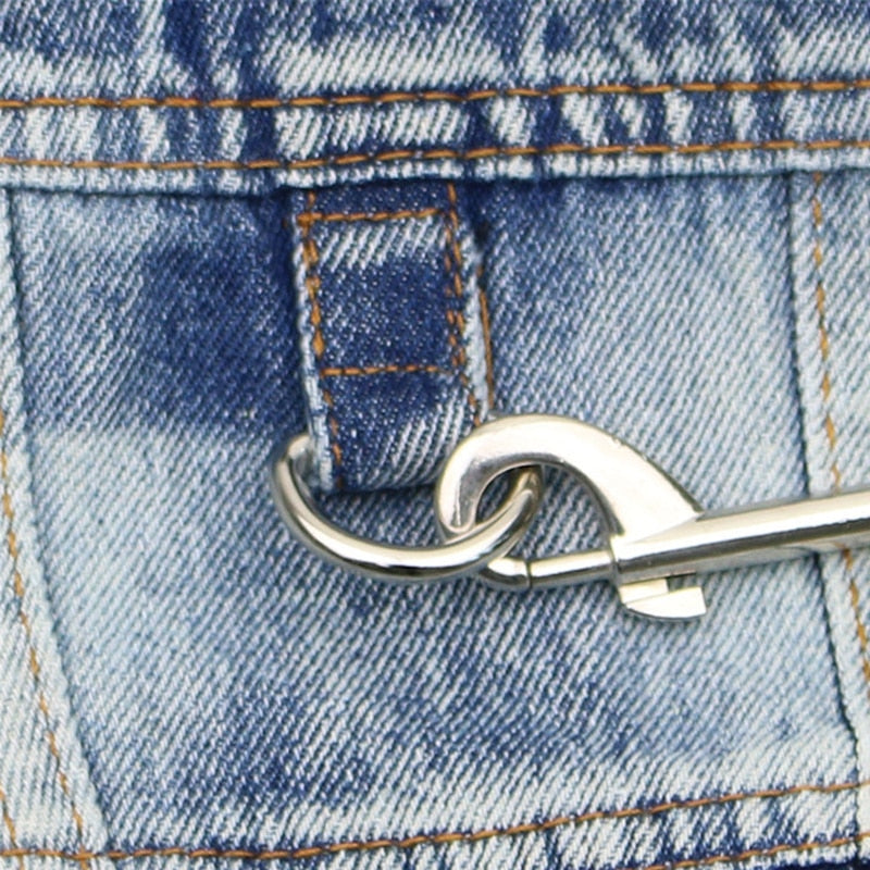 Dog Jeans Jacket Comfort Lapel Harness Vest With D-Ring for Leash