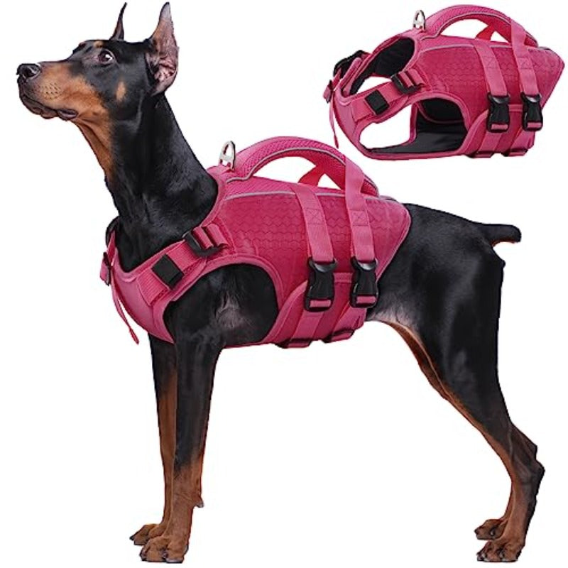 Dog Life Jacket High Flotation Reflective Dog Life Vest WIth Rescue Handle