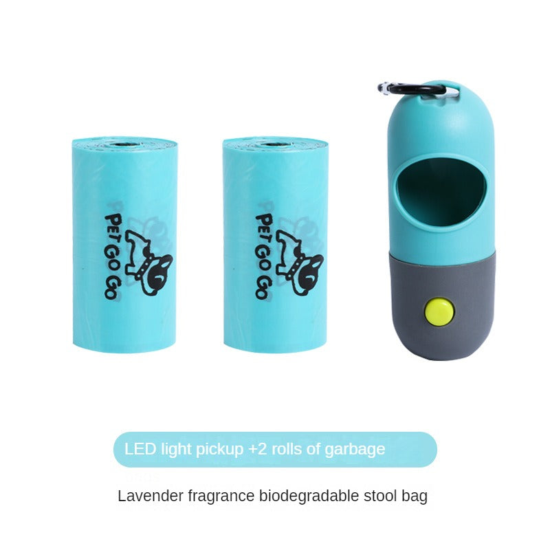 Dog Poop Bag Dispenser with Built-in LED Flashlight and Metal Clip