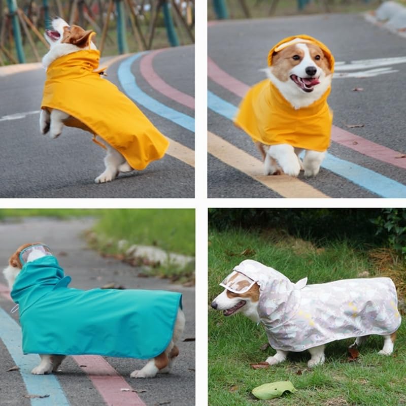 Dog Raincoat Transparent Brim Waterproof PU Pet Dog Clothes Jacket