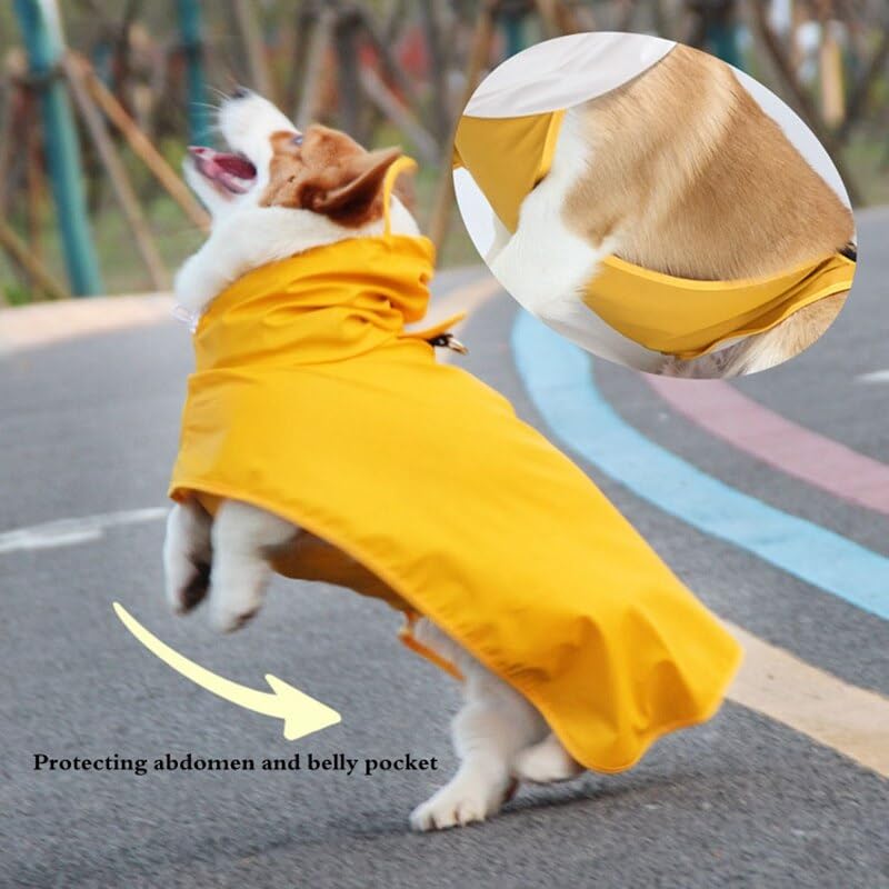 Dog Raincoat Transparent Brim Waterproof PU Pet Dog Clothes Jacket