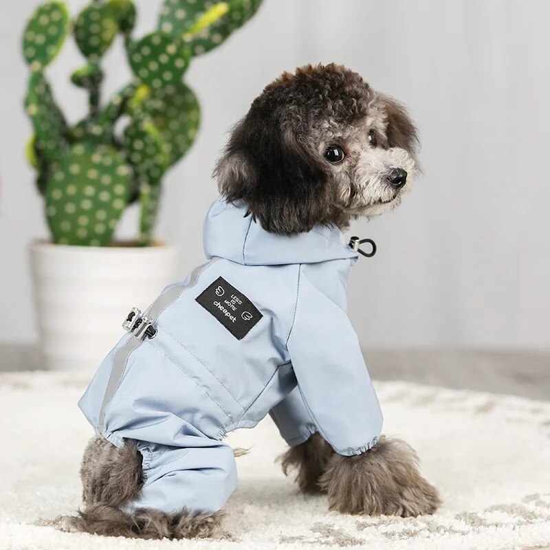 Dog Raincoat Four-Legs Waterproof Reflective Dog Hoodie Coat  Jumpsuit Raincoats